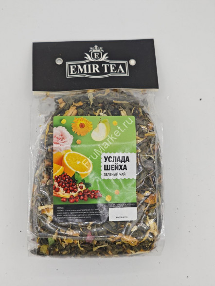 Фруктовый зеленый чай с Услада Шейха листовой рассыпной с ягодами и фруктами Emir Tea 200 г