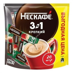 Кофе растворимый 3 в 1 Нескафе Крепкий 20 пак. по 14,5 г